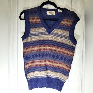 Vintage Hemingway Point Wool Blend Mens Stripped Knit Sweater Vest Size M